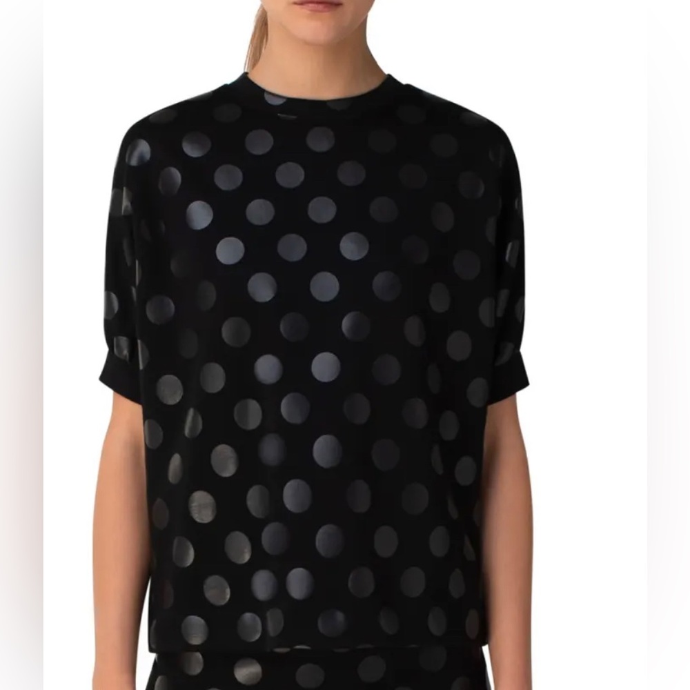 Akris Punto Lacquered Polka Dot Print Jersey Sweatshirt Size 10. Brand new